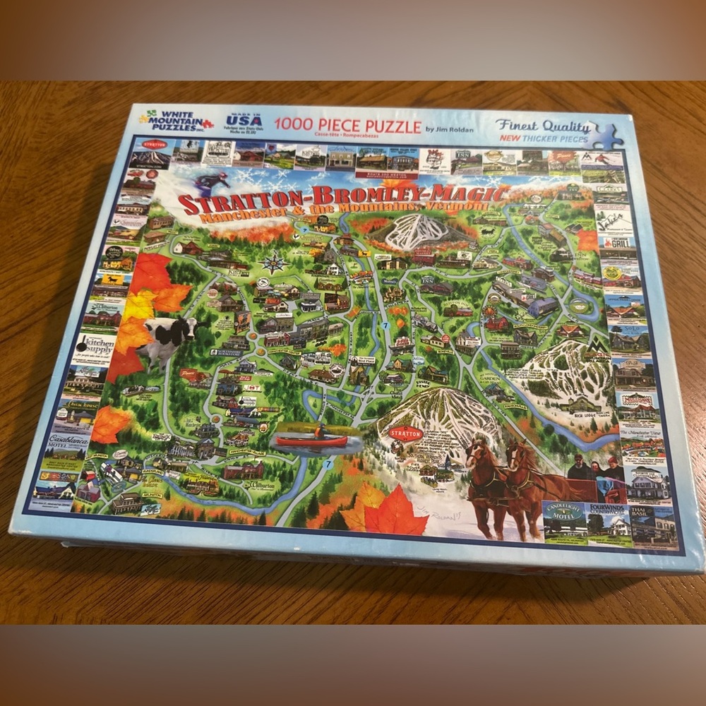 White Mountain Stratton-Bromley Magic Jigsaw Puzzle - Blue, Green, Red